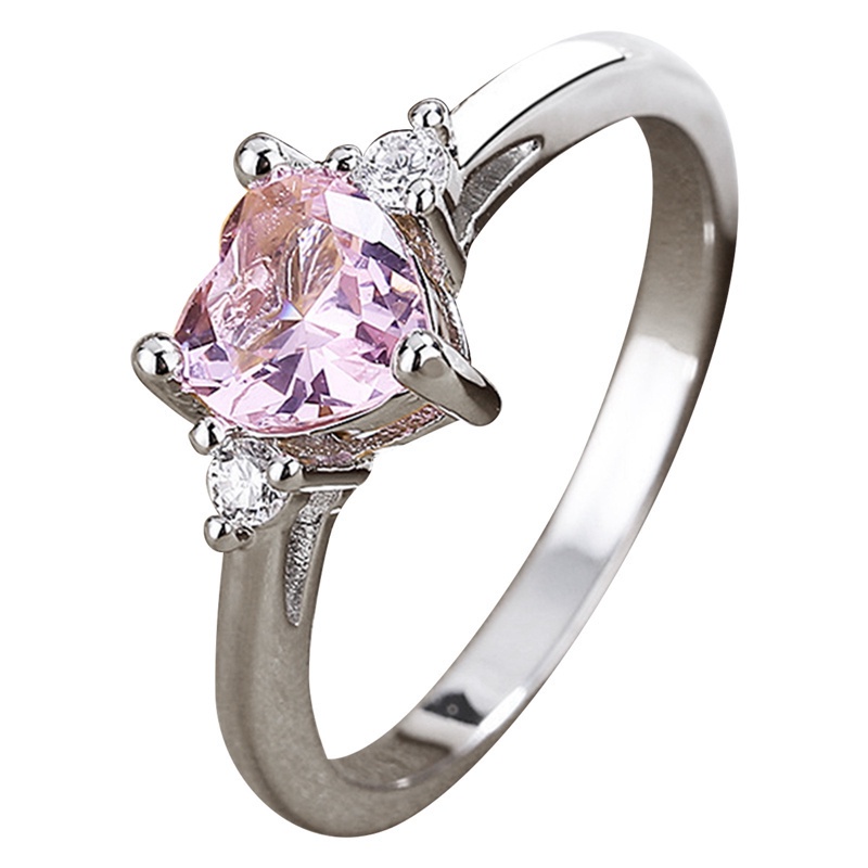 Fancyqube Cincin Sterling Silver 925 Bentuk Hati Hias Kristal Untuk Pernikahan