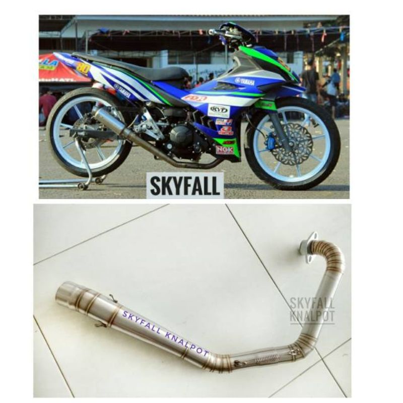 Header/pipa leher gulu banyak MX king dan MX 135 full cacing roadrace d50mm