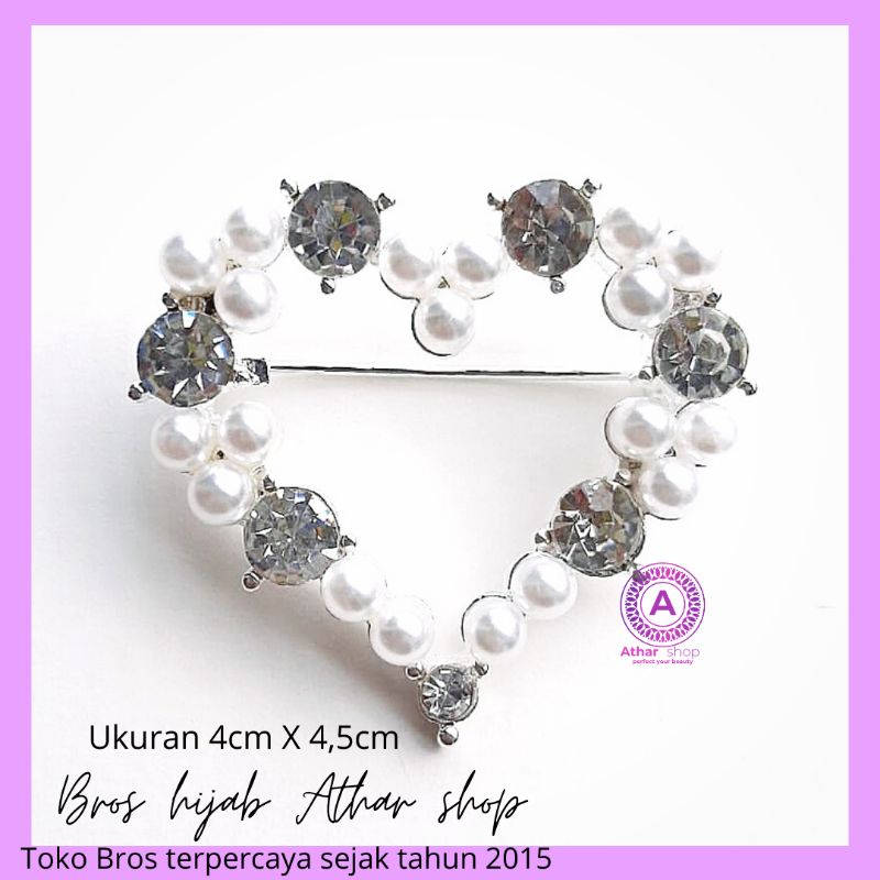 Athar shop COD Bros mutiara kristal fashion korea aksesoris fashion pin bros tuspin-Love k-33 silver