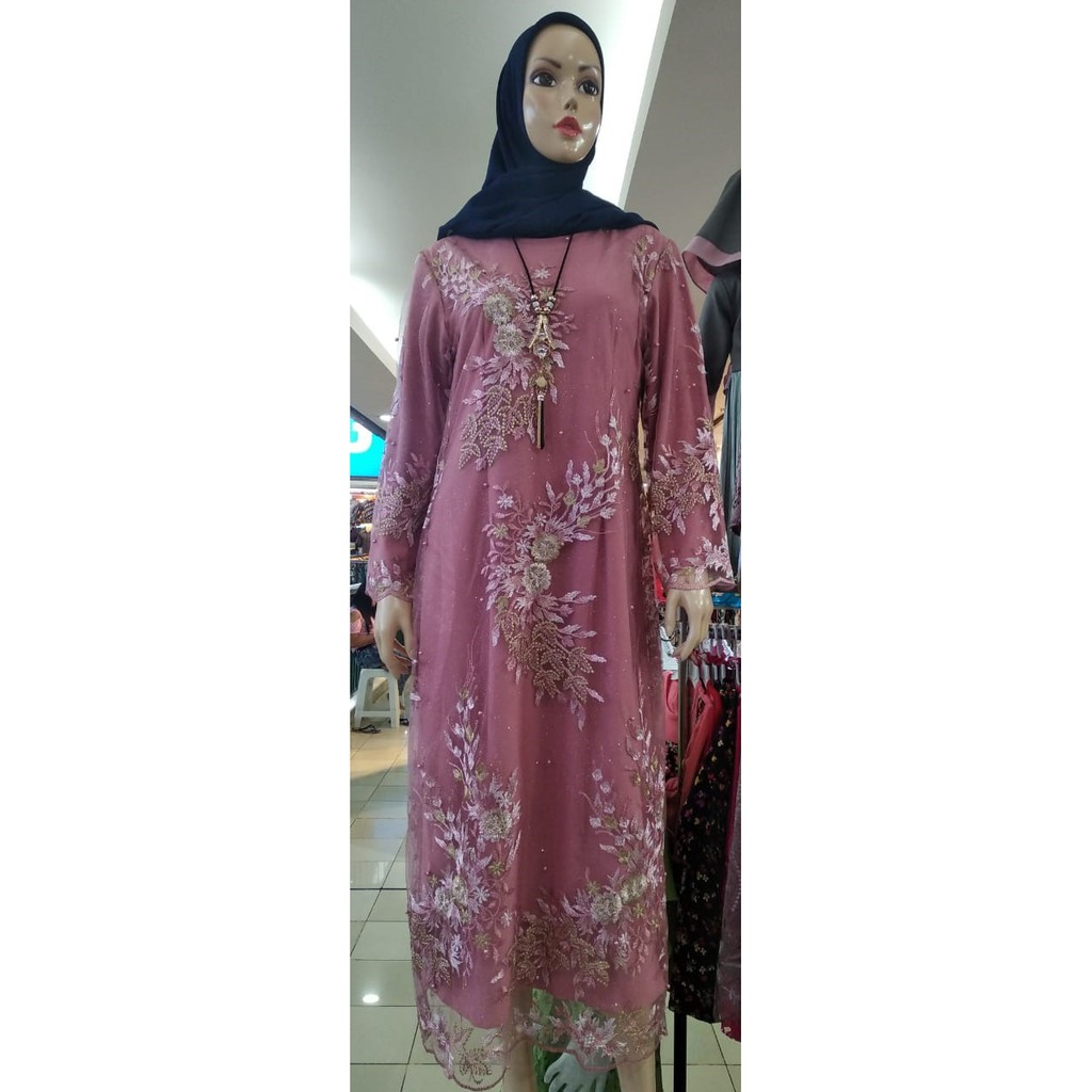 Gamis Import / Gamis Full Tile Bordir Coklat Susu
