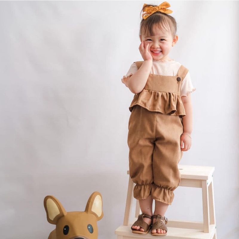 overall anak perempuan jumpsuit bayi cya ruffle set