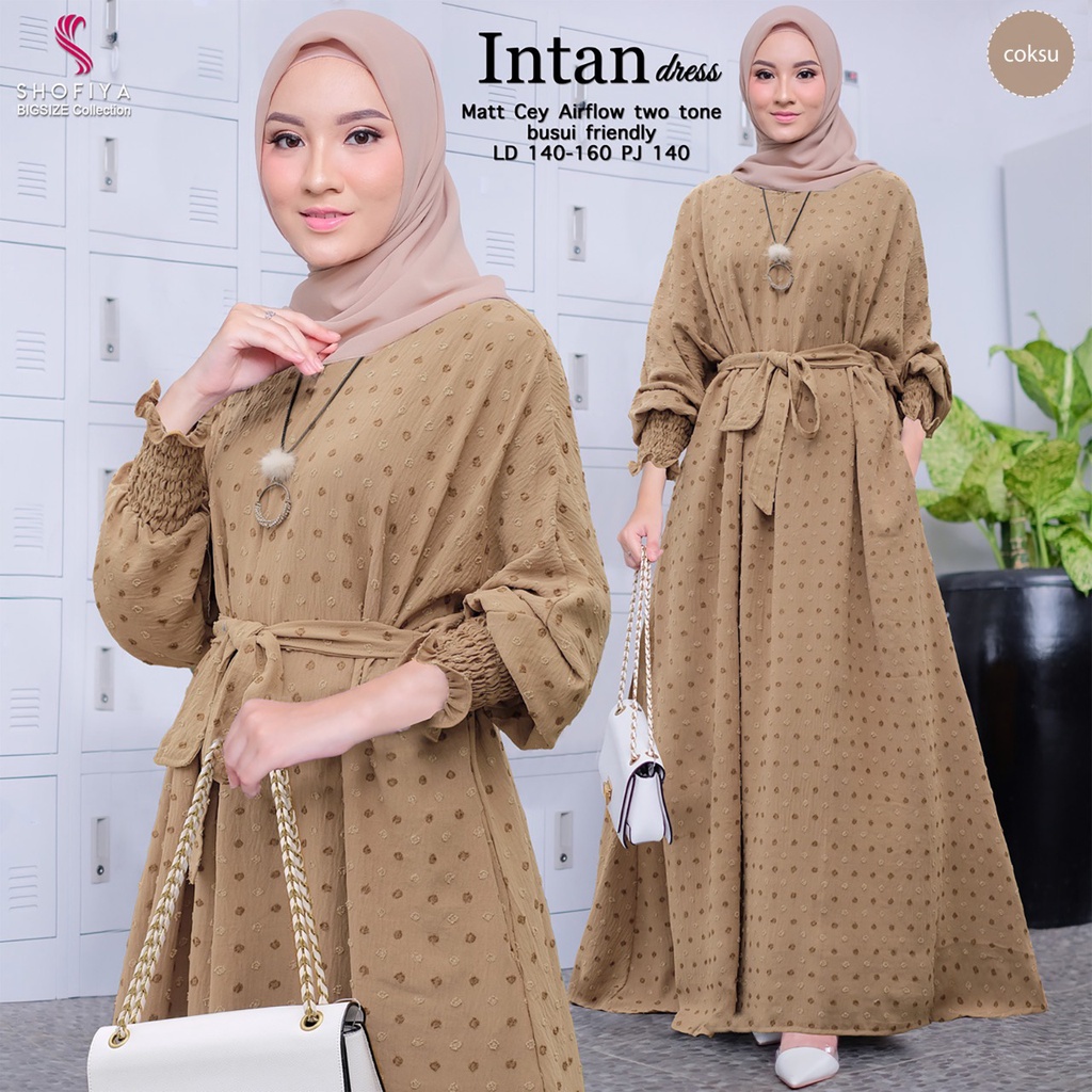 intan dress dres maxy baju gamis longdress maxi syari mayung motif super jumbo ld 140 xxxxl over big