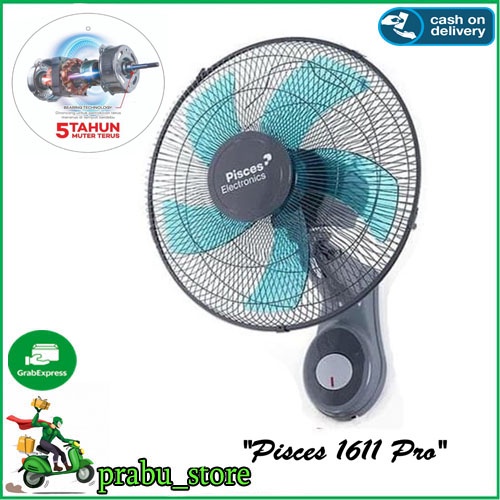 ∏Kipas Angin Dinding Pisces 1611 PRO Teknologi Bearing