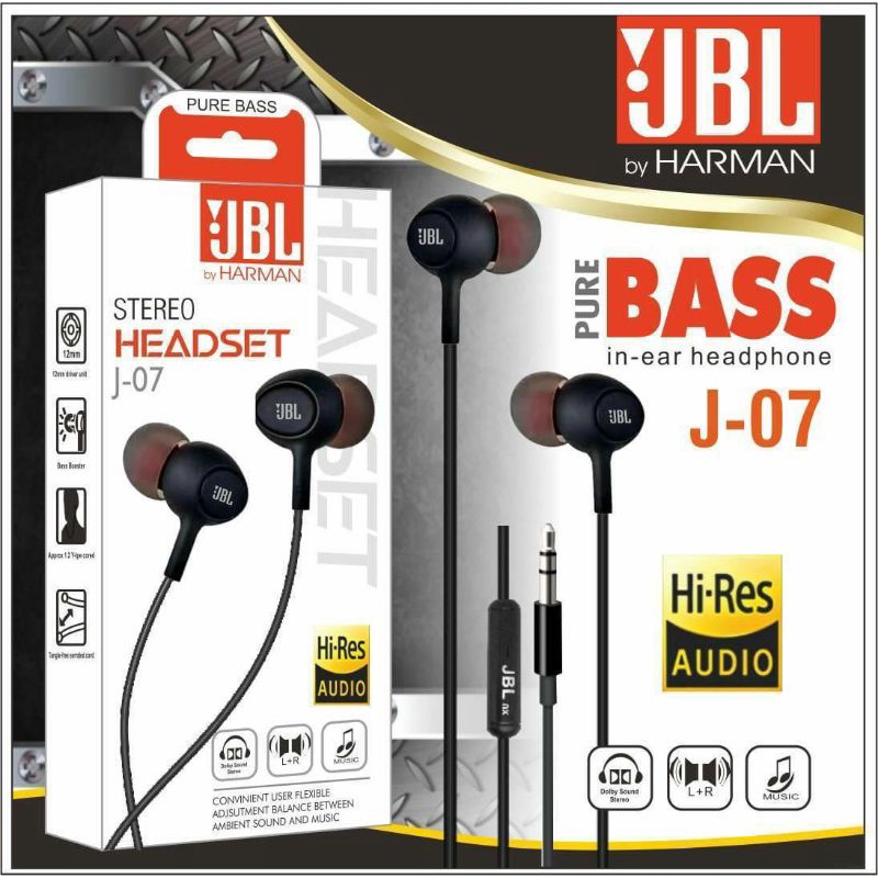 HF HEADSET/EARPHONE JBL J-07 DYNAMIC SOUND SUPER BASS