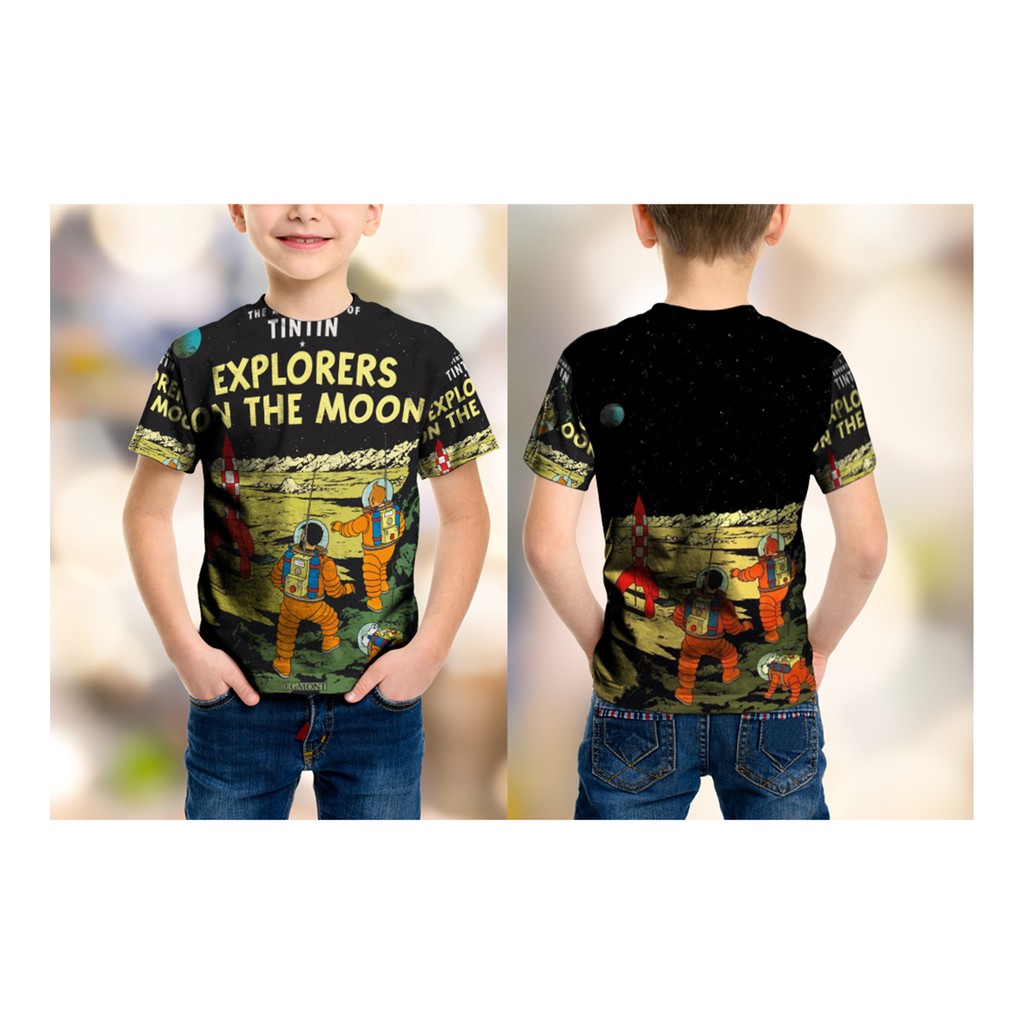 Kaos Baju Tshirt Anak Tintin Ekspedisi ke Bulan Cover