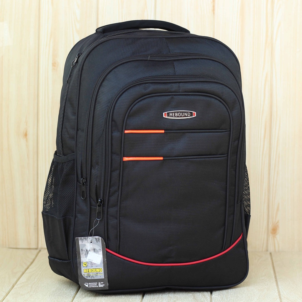 Tas Ransel Pria Rebound Hitam List Merah Murah Polo Original Terbaru Berkualitas Tebal Dewasa Tas Sekolah SD SMP SMA Kuliah Kerja Tas Gendong Backpack Pria