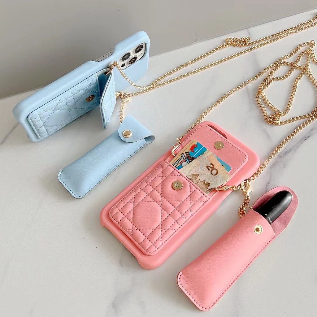 Case Tali selempang panjang Warna pastel lipstick pouch for Iphone 11 Pro Max 12 Pro Max 13 Pro Max FH90