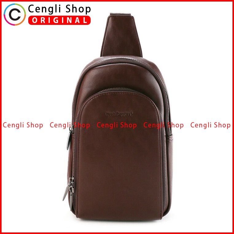 TAS SELEMPANG DADA/BADAN PRIA HUSH PUPPIES SLING CHEST/BODY/BAG ORIGINAL COKLAT BROWN HM085