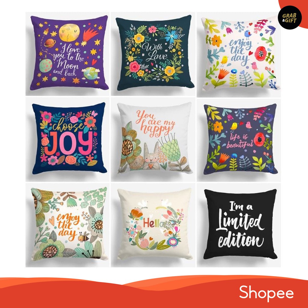 SARUNG Bantal Sofa Motif Quotes 40x40 cm Kata Motivasi Quote Word