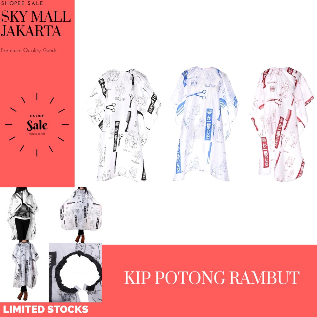 KIP POTONG RAMBUT MOTIF / KIP ALAS PANGKAS RAMBUT MOTIF GUNTING DAN SISIR / BAJU SALON