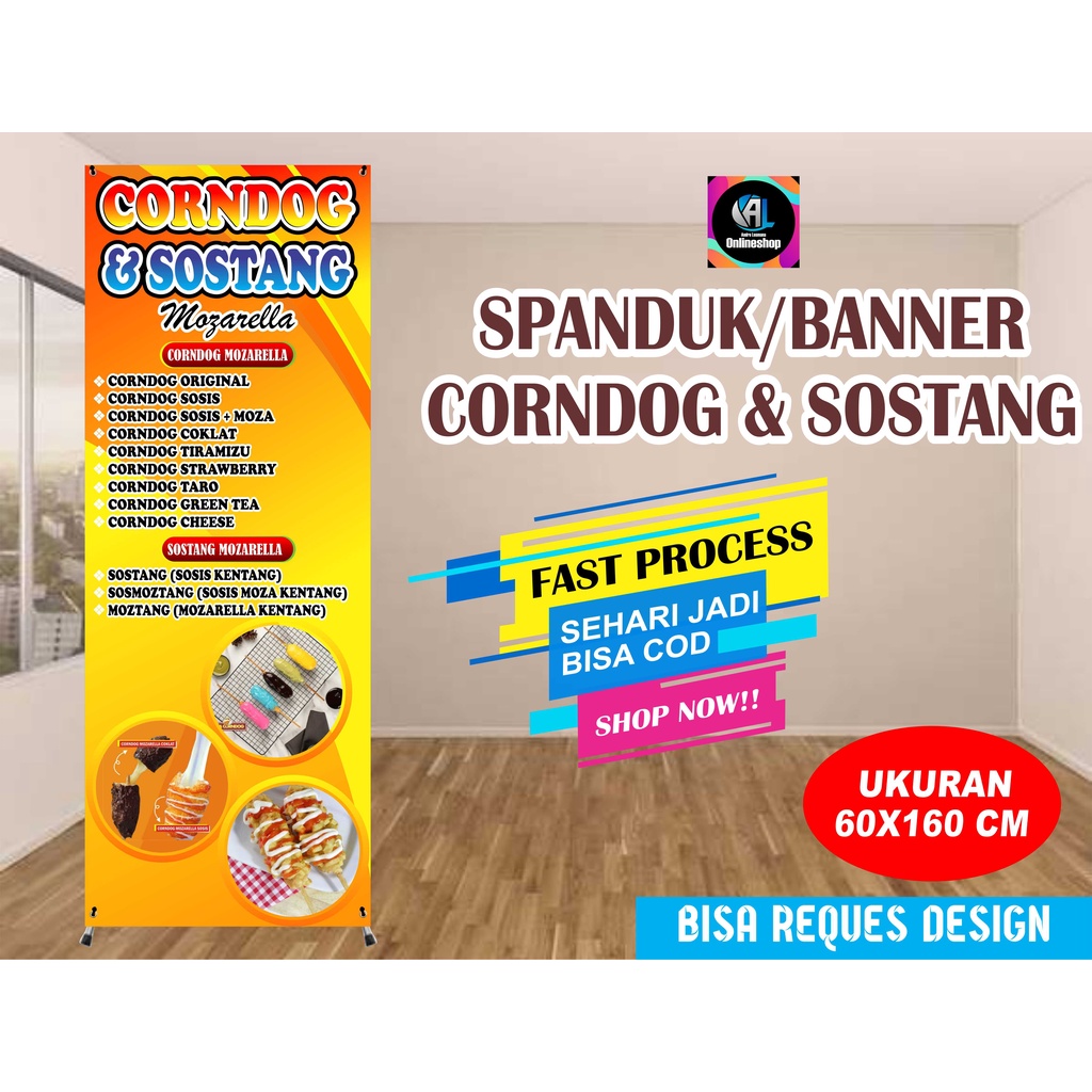 Spanduk, Banner Berdiri Corndog & Sostang