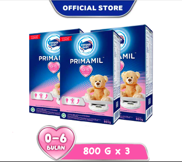 Frisian Flag Primamil Plain 800 gr (0-6 bulan) Susu Formula Bayi - 3 Pcs