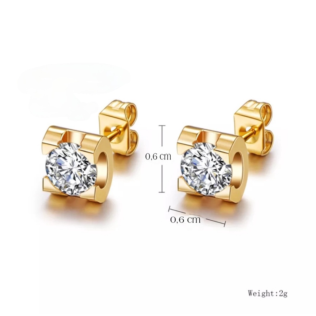 Anting Titanium THE ONE CRYSTAL Warna Rose Gold, Gold dan Silver