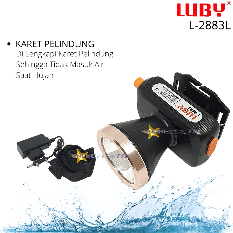 SENTER KEPALA / SENTER KEPALA LUBY L2883 / HEADLAMP LUBY L2883L / SENTER KEPALA RECHARGEABLE 10WATT / 10W