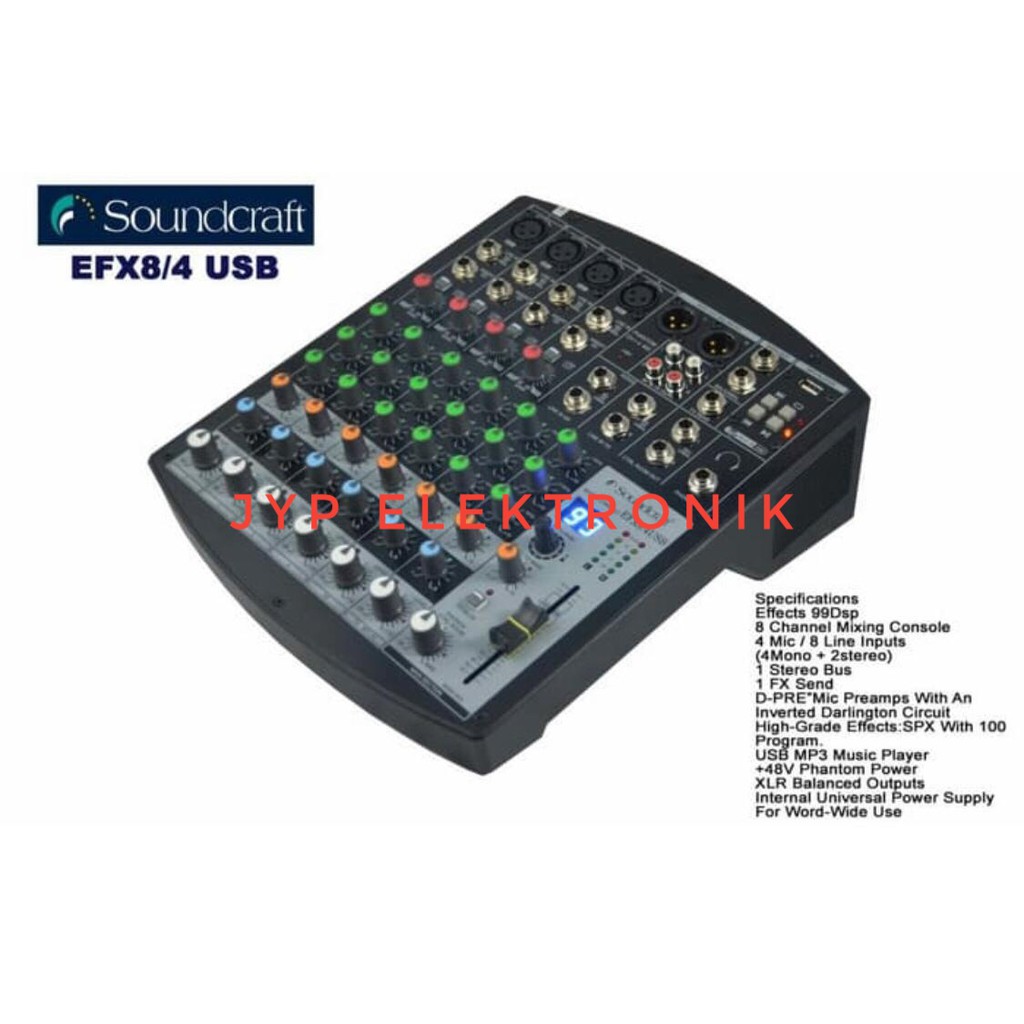 MIXER SOUNDCRAFT EFX 8/4 USB 8 CHANNEL