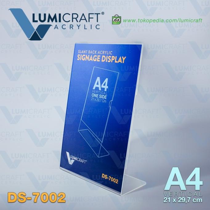 

BAYAR DITEMPAT Signage Display/Stand Acrylic/Akrilik Slant Back Vertikal - A4 1 Sisi BIG SALE Kode 1357