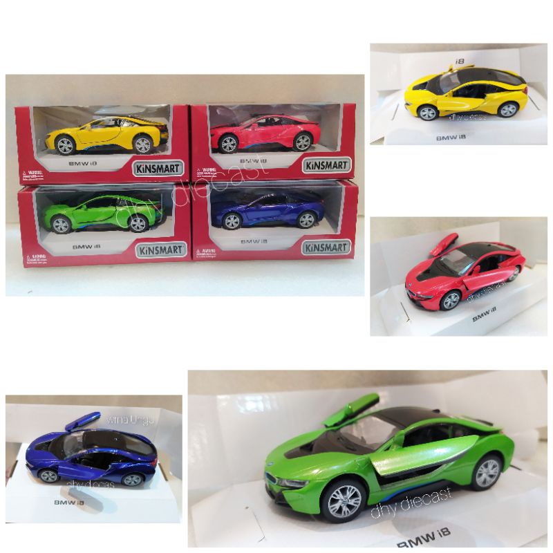 Kinsmart Mainan Diecast Mobil Sport Bmw i8-mobil koleksi-diecast mobil-kinsmart