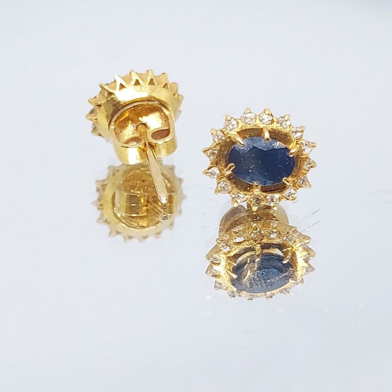 Anting Tusuk blue safir Berlian BANJAR