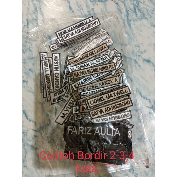 Bordir Nama/Nametag Emblem Siswa/Siswi Sekolah , Pondok Pesantren Murah Cepat/Bed nama siswa custom bordir