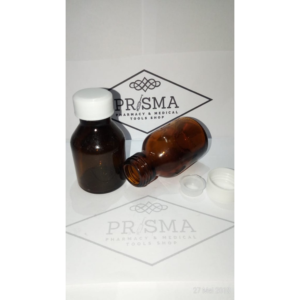 BOTOL KACA 50ml COKLAT TUTUP SUMBAT & ULIR / BOTOL WADAH 50ML