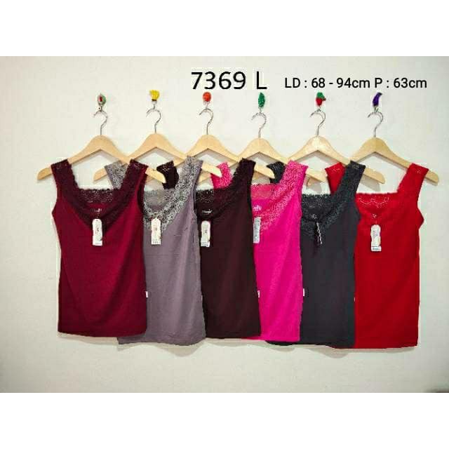 Thank Top Wanita Renda V Adem Kualitas bagus Kamisol Miranda 7369 size L - XXL Good Quality Tengtop Camisole-L