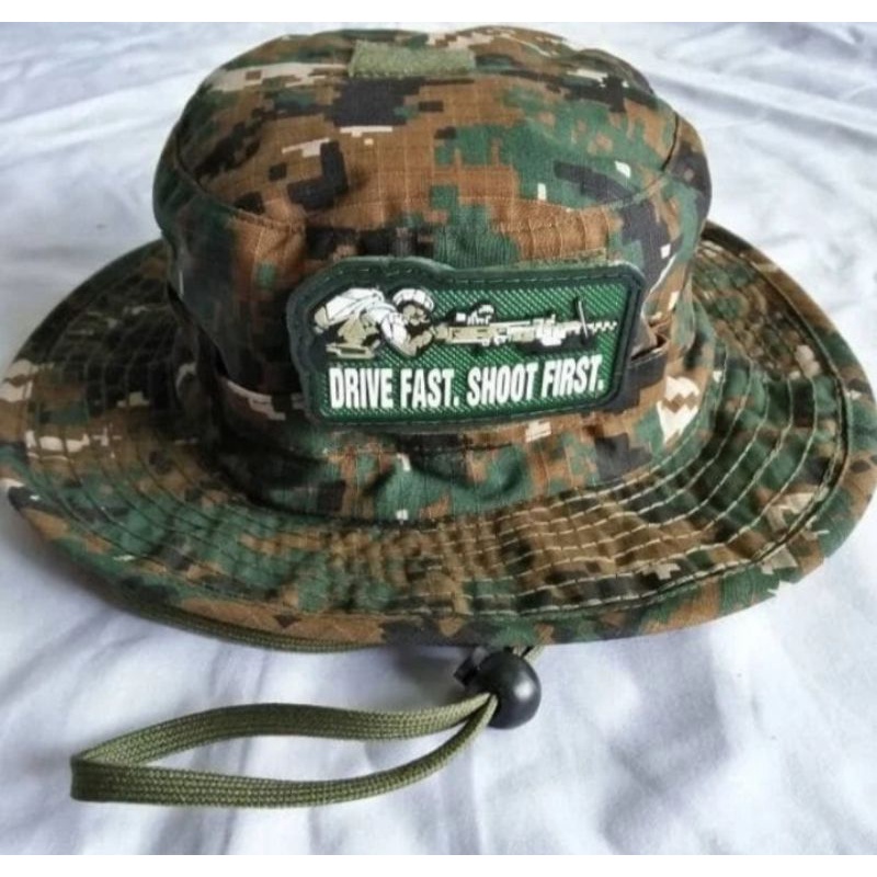 Topi rimba loreng marpat gurun digital free rubber patch