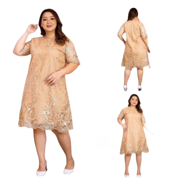 Dress Brokat Ukuran Besar Model Korea Terbaru Jumbo Dress Chandara Coksu Jumbo [Dress 0100] UKX