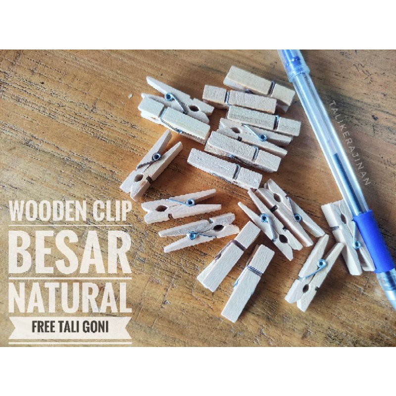 WOODEN CLIP PENJEPIT FOTO POLAROID DEKORASI DINDING KAMAR FREE TALI GONI