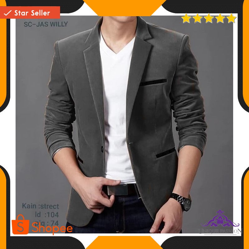 Jas Willy Abu Tua Sc Jas Pria Katun Stretch Abu Tua