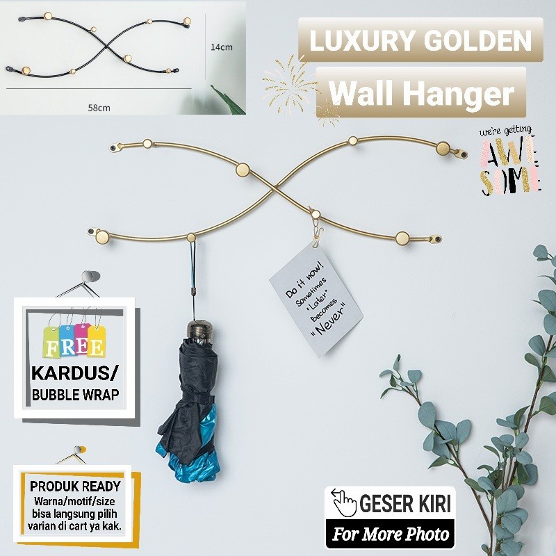 TBI Gantungan Dinding Luxury Wall Hanger Hook Gold &amp; Black Hiasan Dinding