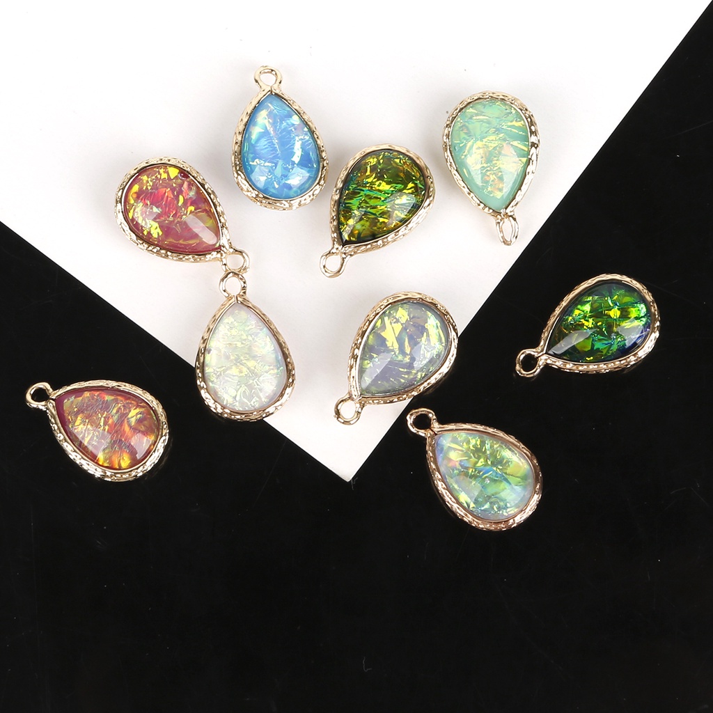 2 Pcs 12 X 16 Mm DIY Resin Anting-Anting Aksesoris Gelang Liontin Logam Tembaga Pesona Oval Berlapis Emas Pesona untuk Membuat Perhiasan