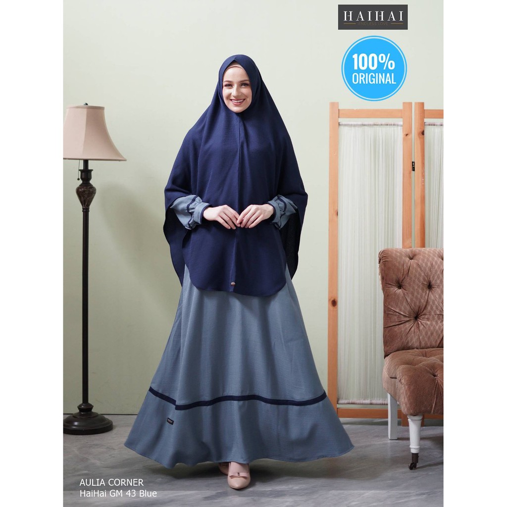 Baju Muslim Gamis Pesta Terbaru Haihai GM 43 Blue ORIGINAL Baju Gamis Muslim Modern Pesta