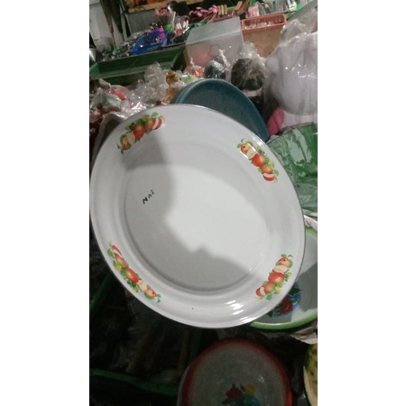 Talam tatakan nampan sajian motip oval 50 cm seng tebal