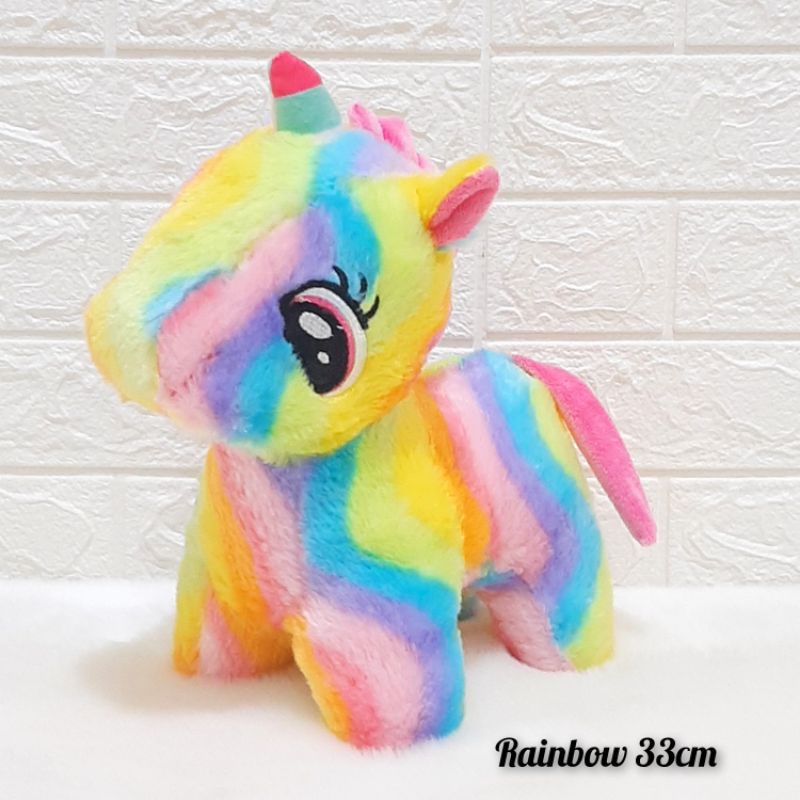 Boneka kuda poni rainbow dash boneka unicorn bertanduk lucu imut bahan halus lembut