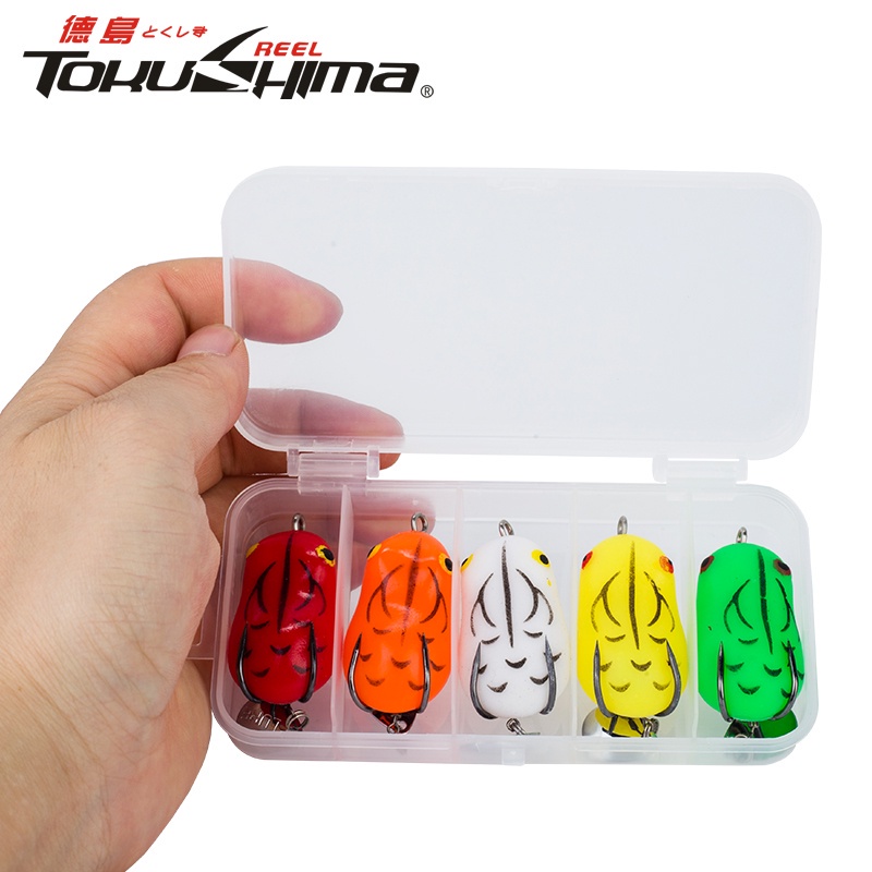 Ready Stock Soft Plastic Frog Boxed 5 Pcs 4.5cm/7g Soft Frog Lure Topwater Ray Frog Artificial Lure Double Hooks