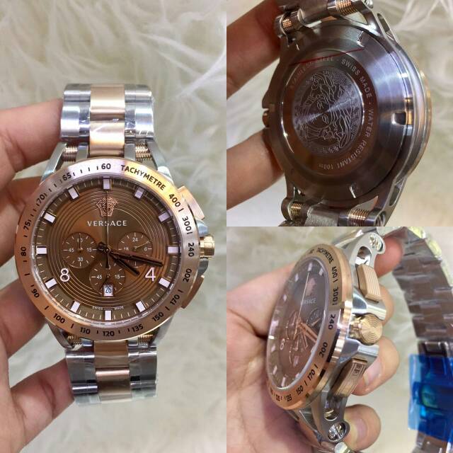 Jam tangan pria VERSACE V84 COMBI ROSE GRADE PREMIUM AAA+