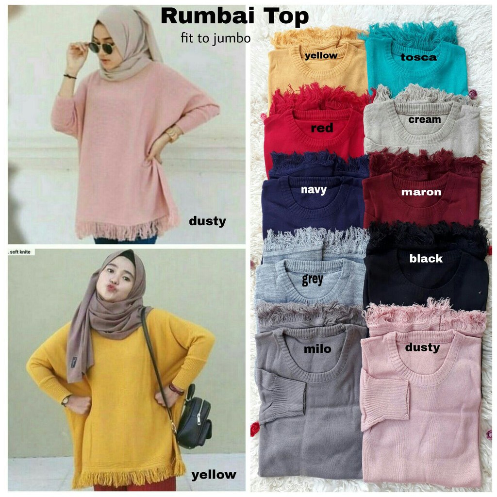 [Rumbai Top Varian Warna RO] Blouse Wanita Rajut Varian Warna