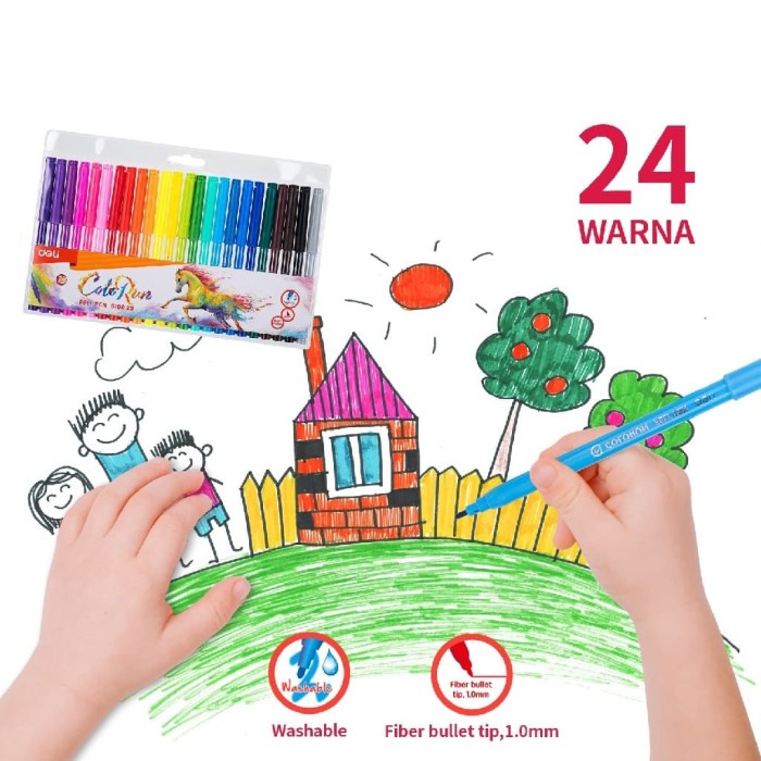 

Trendi Deli School Felt Pen 1.0Mm Washable / Spidol Warna [Ec10023] Hemat