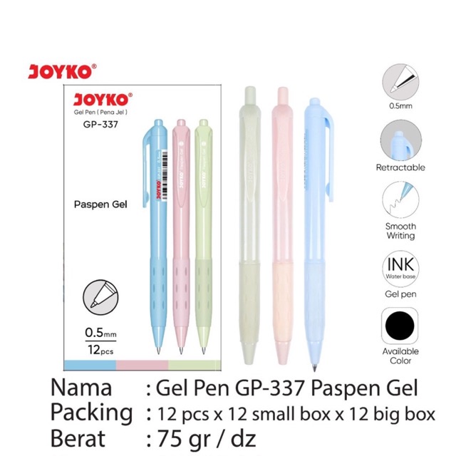 

( 1 pcs ) GP337 Paspen Gel pen Pastel Cetek / Pulpen Gel Cetrek Gp-337 Gp 337 Paspen Gel Joyko