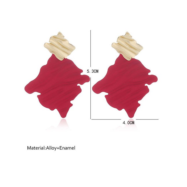 LRC Anting Tusuk Fashion Contrast Irregular Geometric Square Stud Earrings A60567