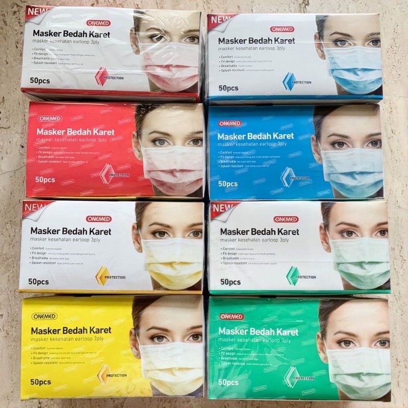 MASKER EARLOOP BEDAH ONEMED MEDIS 3 PLY ISI 50 ORI