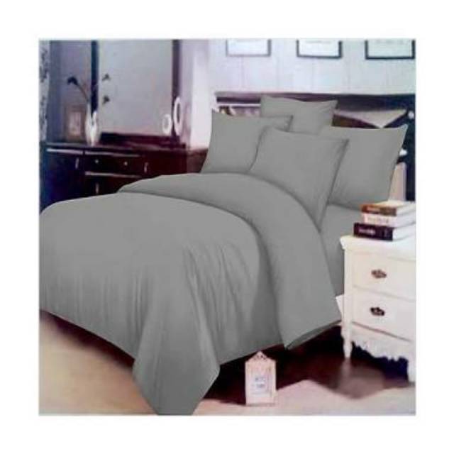 Bed Cover Set Sprei Jacquard Polos Emboss Warna ABU2 Terlaris Ukuran