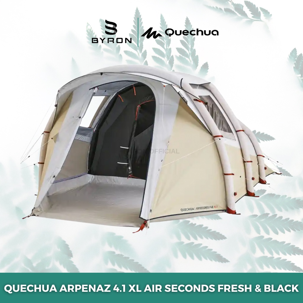 QUECHUA Air Second 4.1 XL Fresh &amp; Black Tenda Inflatable Untuk 4 Orang Original