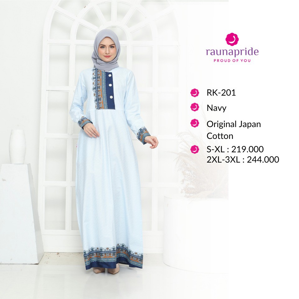 Gamis Rauna RGD 59 Terbaru 2023/ RK 201 Navy / gamis katun jepang / baju muslim wanita