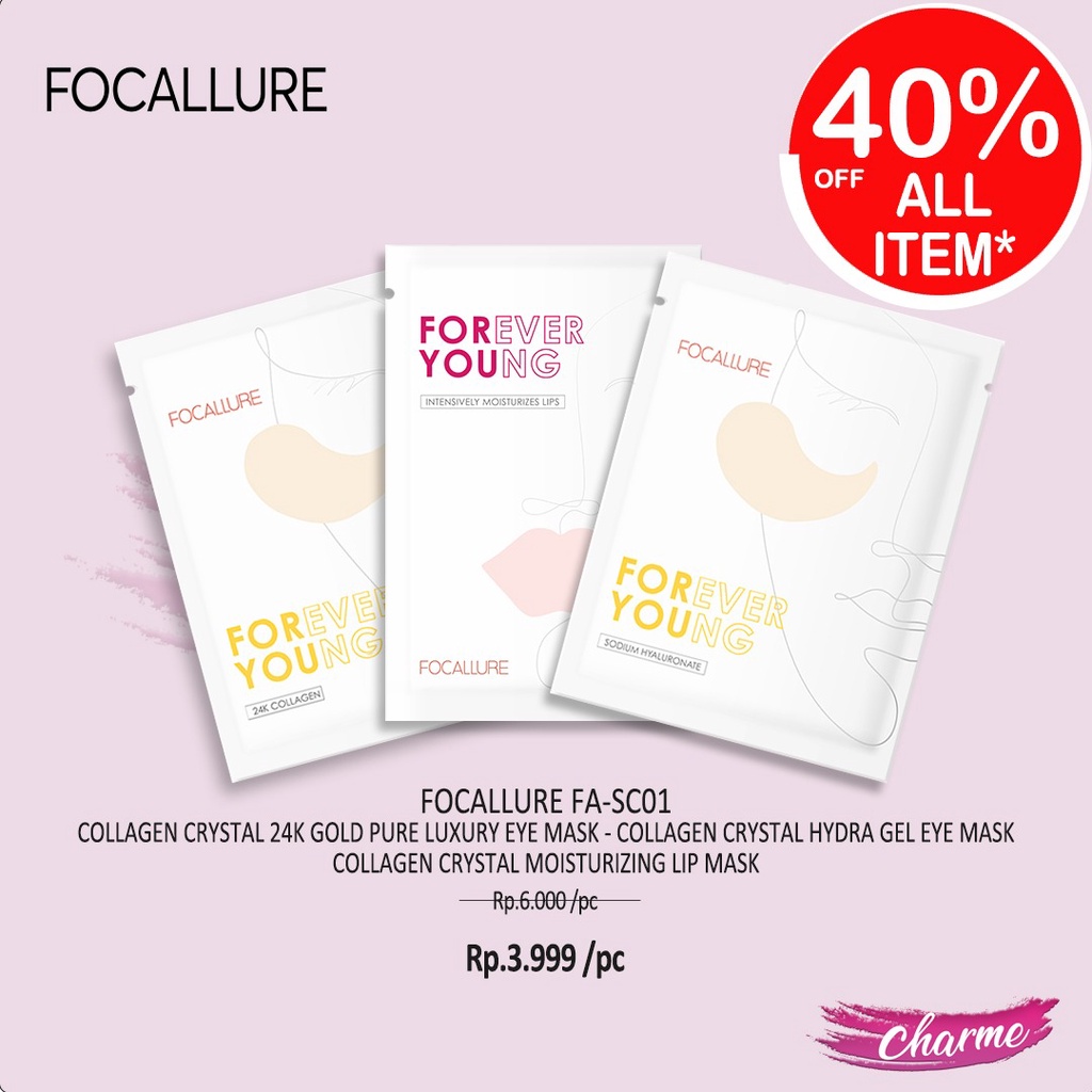 (READY&amp;ORI) Focallure Collagen Crystal 24K Gold Pure Luxury Eye Lip Mask FA-SC01 MASKER MATA BIBIR