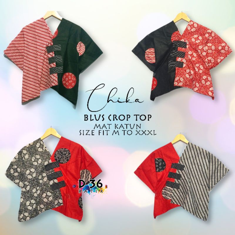 Blus katun wanita halus murah Croptop chika Atasan Batik parang kawung crop top fashion fesyen mode gaya remaja abg kerja kuliah kampus terkini keren