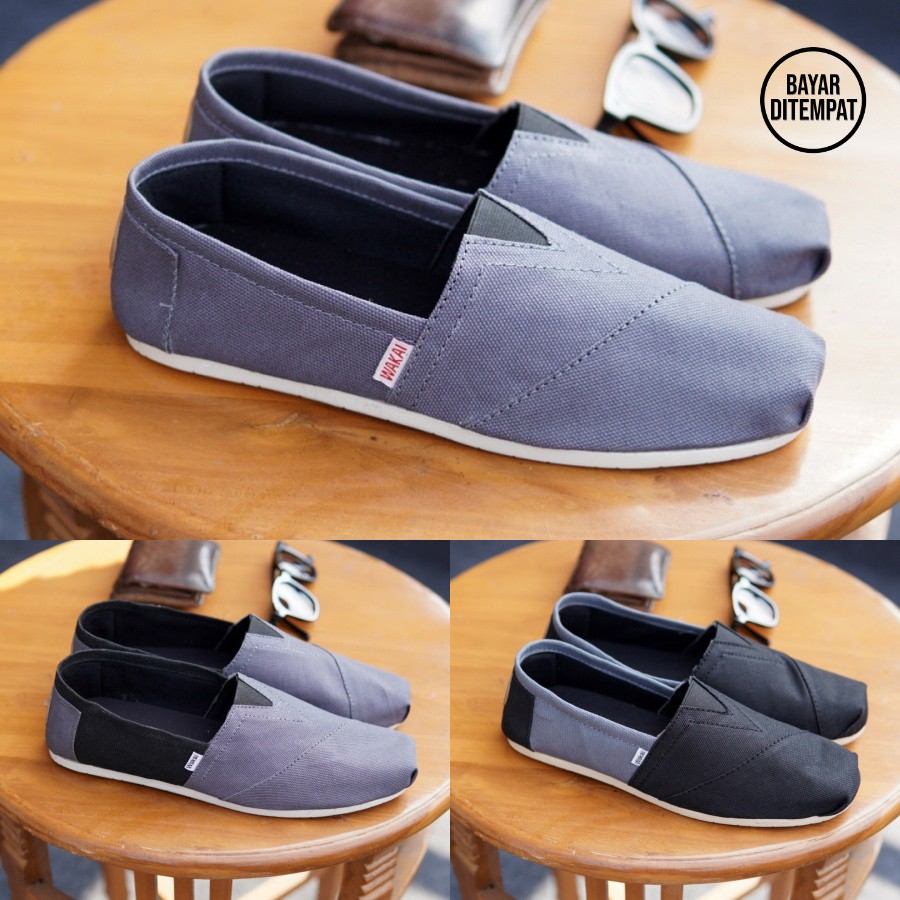 Sepatu wakai slip on label vietnam GRADE ORI Sepatu kasual Pria Wanita Murah bisa COD