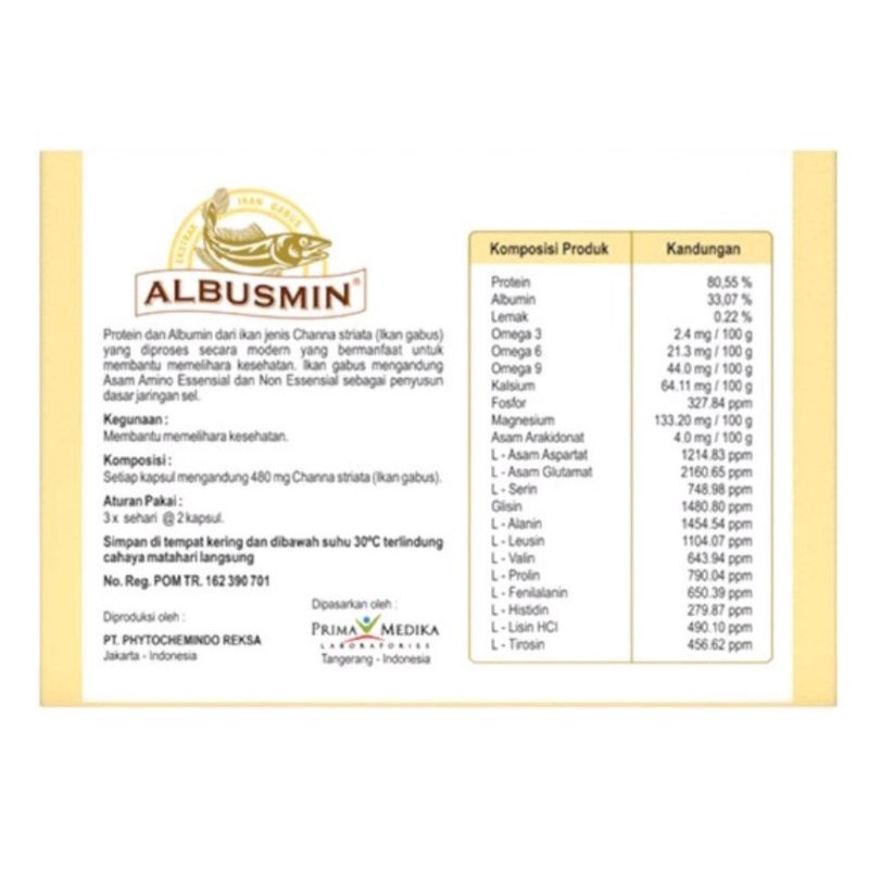 Albusmin 3 Blister @ 10 Kapsul / Imunitas / Daya Tahan Tubuh / Protein