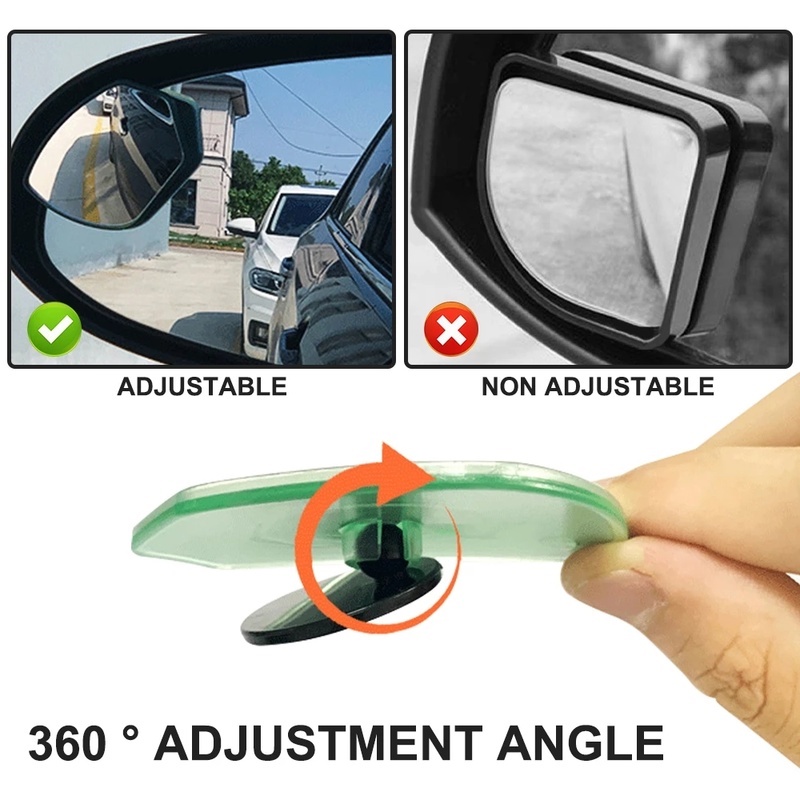 2pcs / Pak Kaca Spion Blind Spot HD Tanpa Frame Anti Kabut Sudut Lebar Adjustable Untuk Mobil