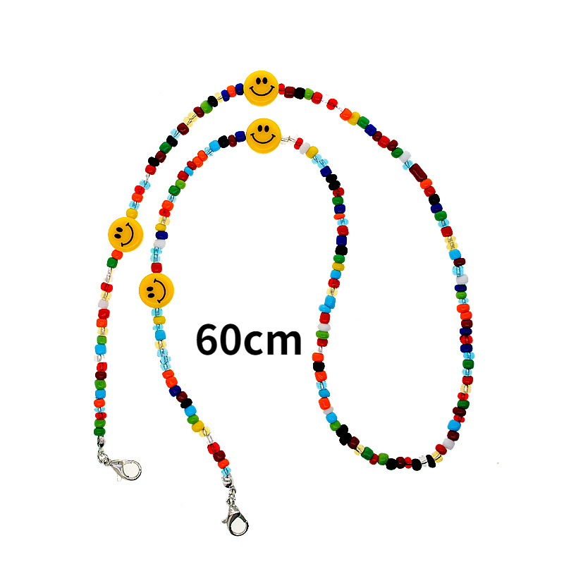 Tali Rantai Masker Leher Colorful Bead Lanyard Mask Chain Non-slip Anti-lost Handmade Beaded Smiley Pearl